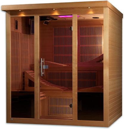 Experience Ultimate Relaxation with the  Monaco 6-Person Infrared Sauna – Near Zero EMF & Elegant Canadian Hemlock Design