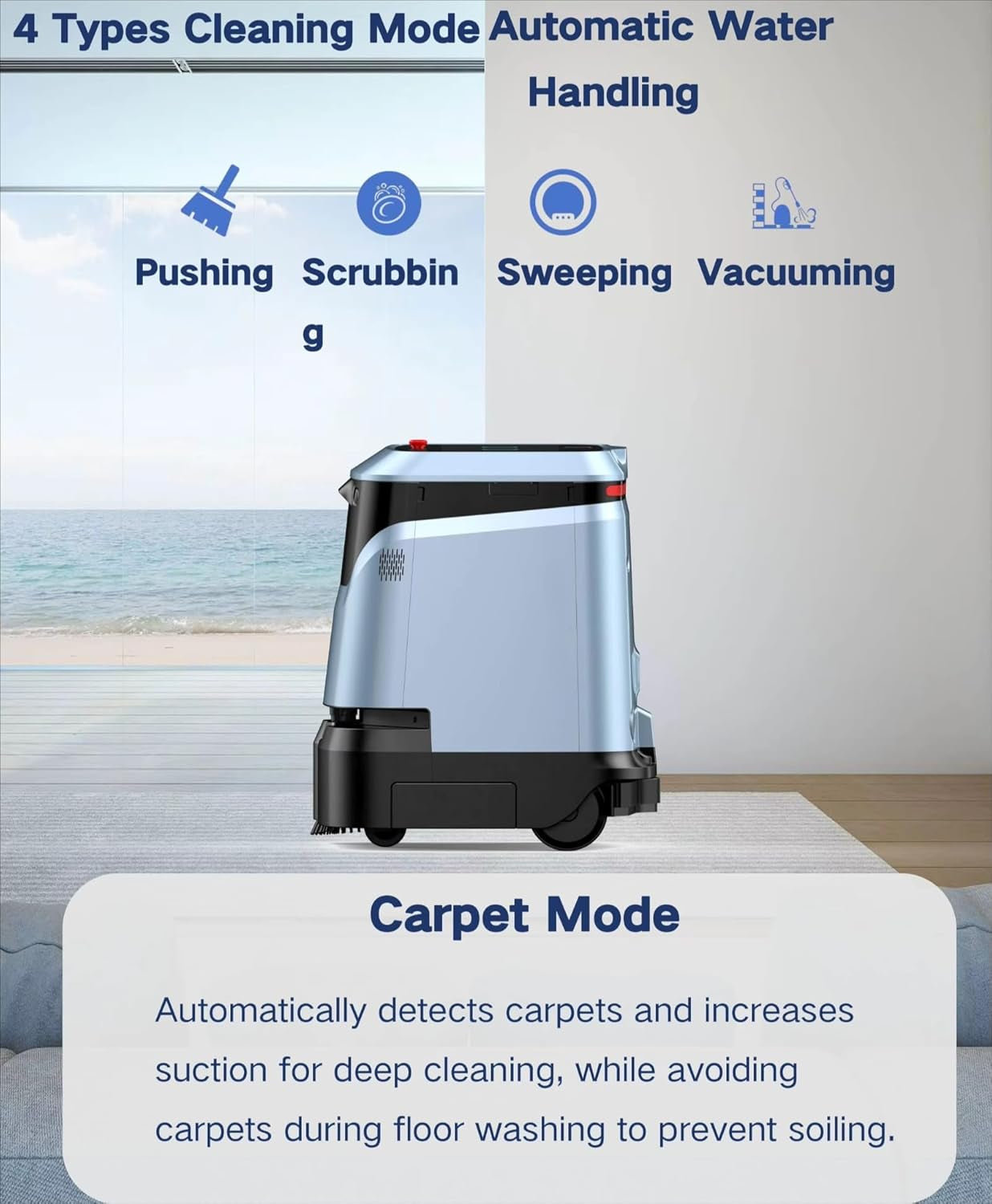 Smart Robot Vacuum Cleaner, Ai-Powered Washing Robot, Intelligent Automatic Cleaner with Mapping and Navigation, Perfect for Hardwood, Tile, Carpeted Floors, Factory, Kitchen