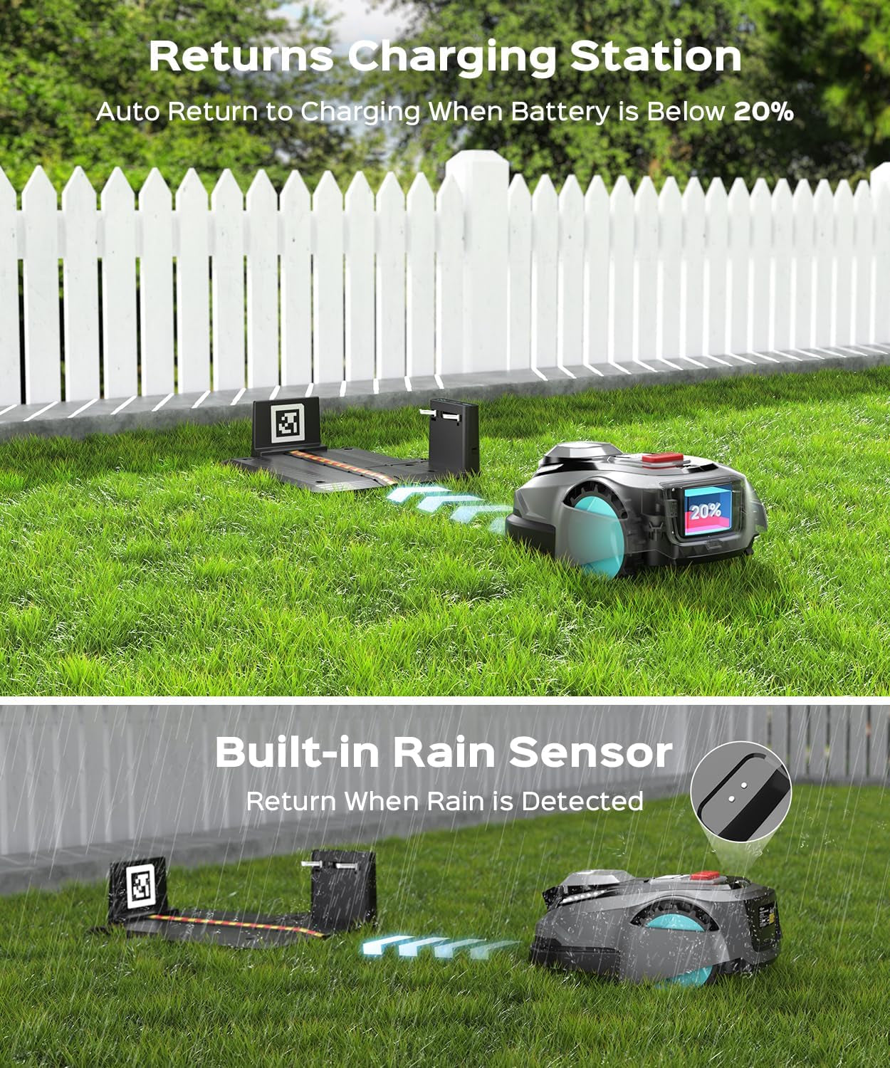 N1600 PRO Wireless Robot Lawn Mower, Rtk+Vision Navigation, 0.4 Acre Coverage, APP Smart Control, Multi-Zone Mowing, Ordered Cutting Path, Smart Robot Lawn Mower for Yards