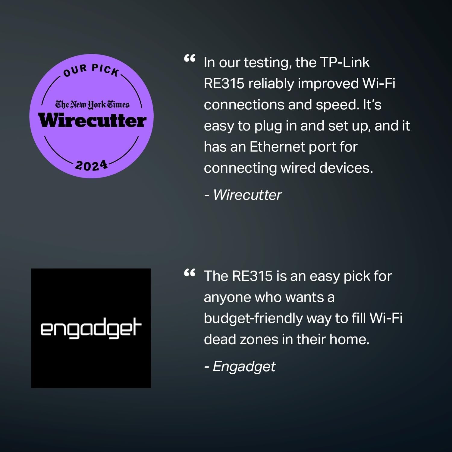 AC1200 Wifi Extender, 2025 Wirecutter Best Wifi Extender, 1.2Gbps Home Signal Booster, Dual Band 5Ghz/2.4Ghz, up to 1600 Sq.Ft and 32 Devices, Easymesh Compatible, One Ethernet Port (RE315)