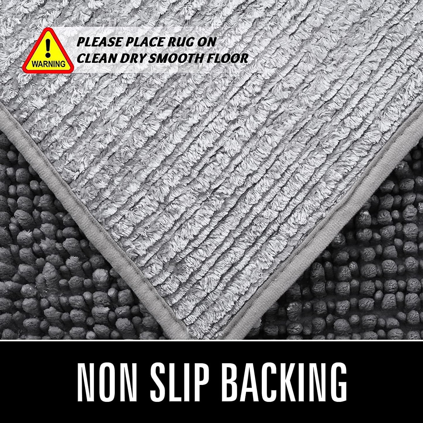 Luxury Soft Bathroom Non-Slip Rug Shaggy Bath Mat,24"X36",Gray