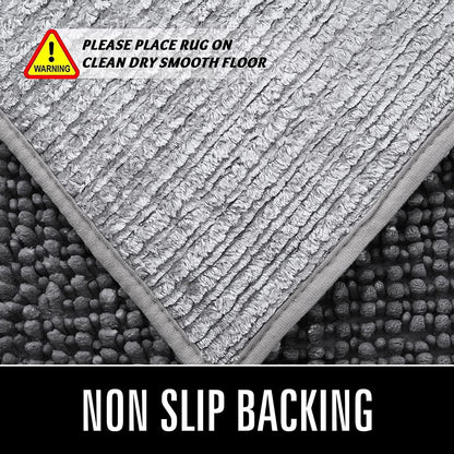 Luxury Soft Bathroom Non-Slip Rug Shaggy Bath Mat,24"X36",Gray
