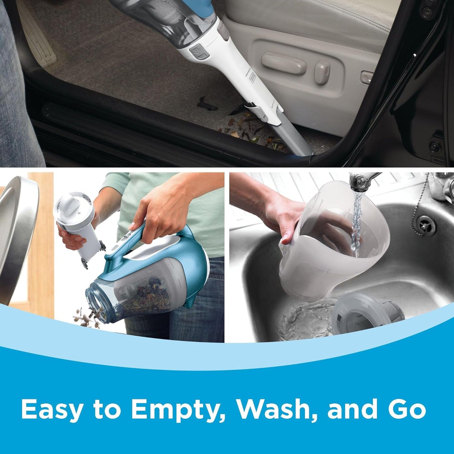 Dustbuster Advancedclean Handheld Vacuum Cordless, Compact Home and Car Vacuum with Crevice Tool ,Rotating Nozzle and Charging Station, Large Dust Bowl (CHV1410L)