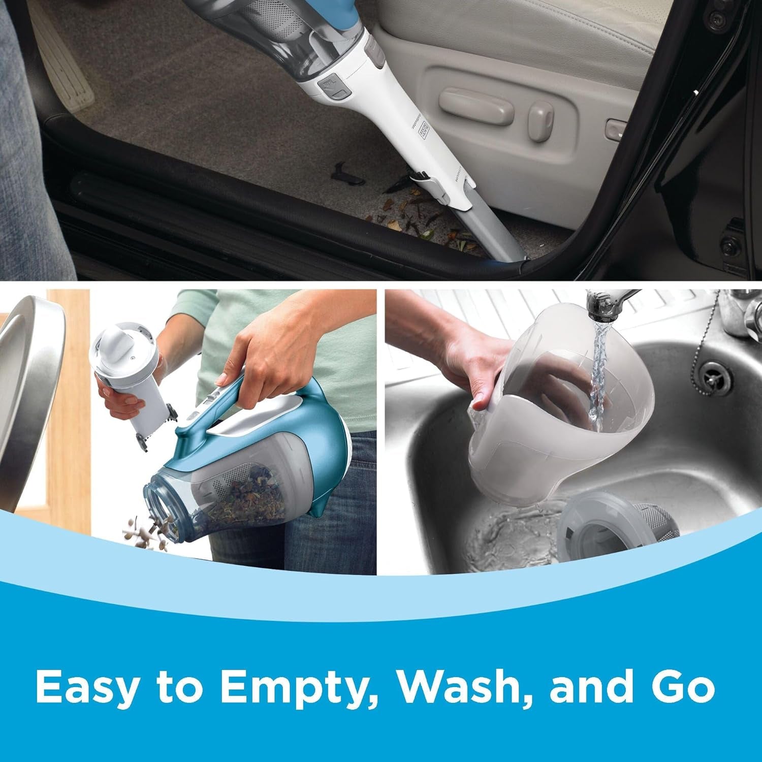 Dustbuster Advancedclean Handheld Vacuum Cordless, Compact Home and Car Vacuum with Crevice Tool ,Rotating Nozzle and Charging Station, Large Dust Bowl (CHV1410L)