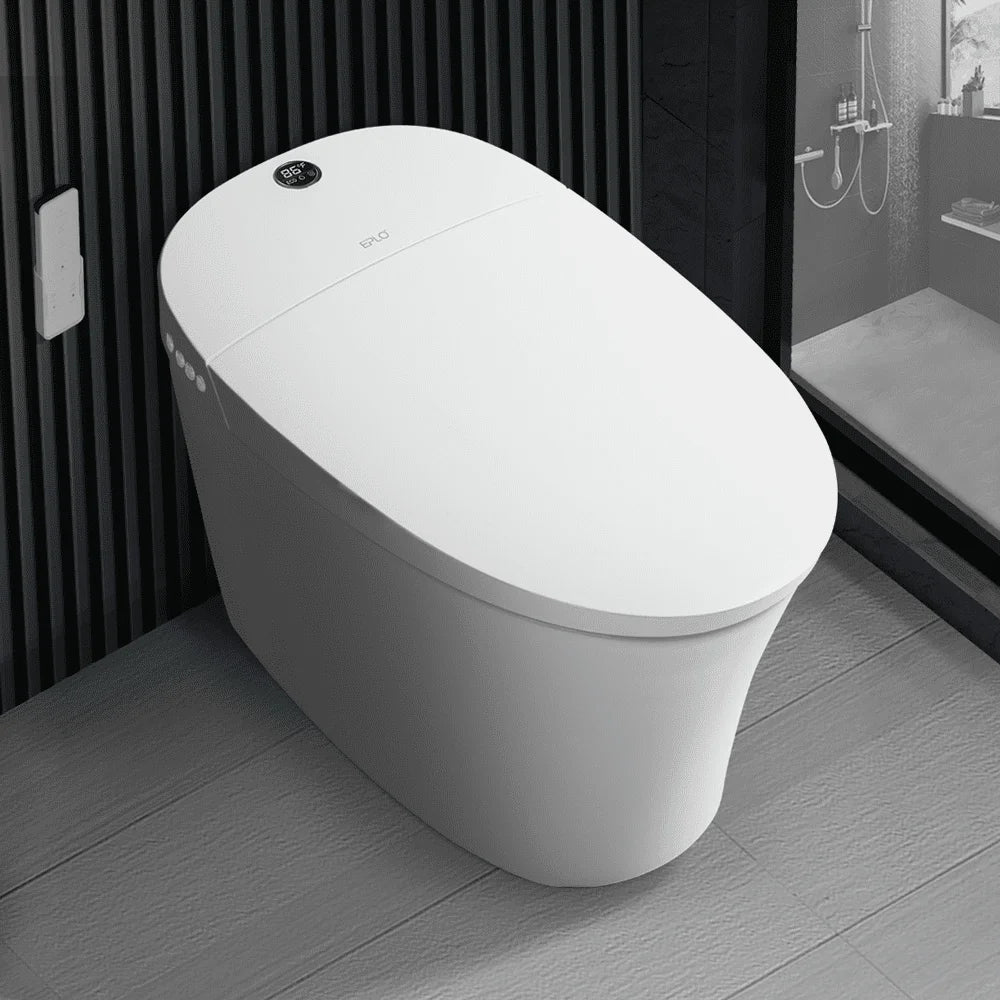 Smart Toilet with Foam Shield Splash Proof, One Piece Bidet Toilet,Dual Auto Flush,Foot Sensor Operation,Modern Elongated Toilet E16