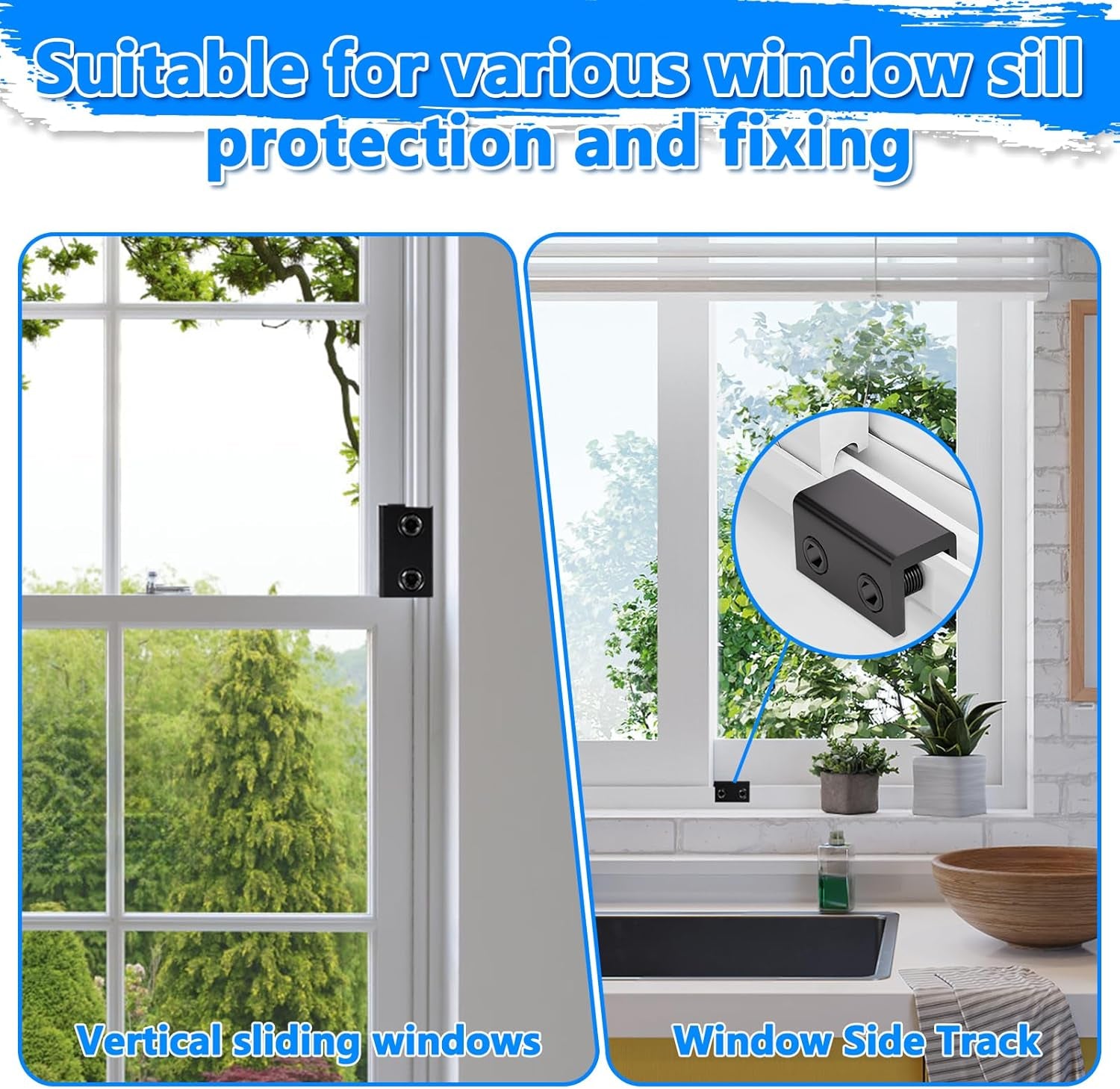 Window Locks, 12 Sets Sliding Window Locks, Sliding Door Lock, Childproof Safety Window Lock Clamps Window Bar or Home School and Office Black