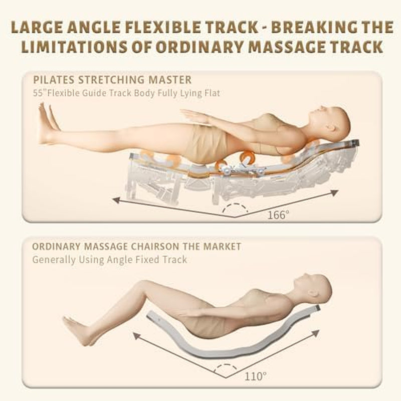 4D Massage Chair Full Body, 166° Flexible Track, 18 Modes, 11 Techniques, 36 Airbag Massage, with Yoga Stretch, Foot Massage, Zero Gravity Massage Recliner（Beige）