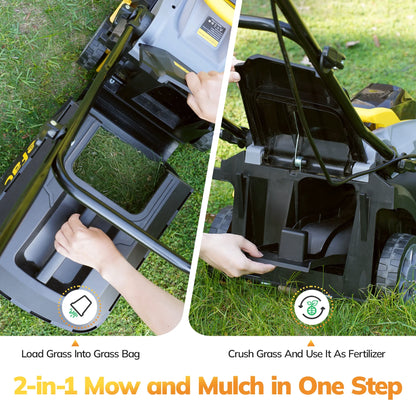 20V 13'' Cordless Lawn Mower - Versatile Grass Cutter with 4.0Ah Battery, 5 Height Settings & Durable Blades for Effortless Lawn Care