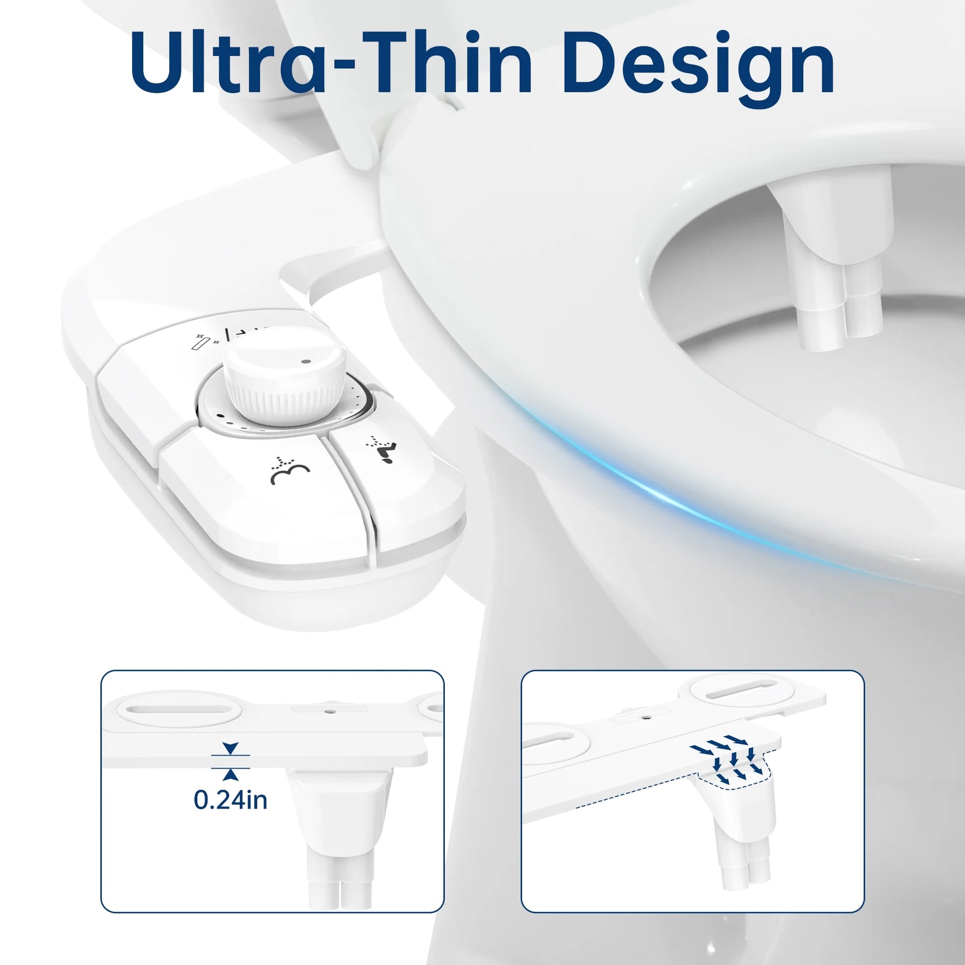 Bidet Attachment for Toilet, Self Cleaning Dual Nozzles, Adjustable Water Pressure, Frontal & Rear Wash, Non-Electric Fresh Water Bidet Toilet Seat Attachment B017