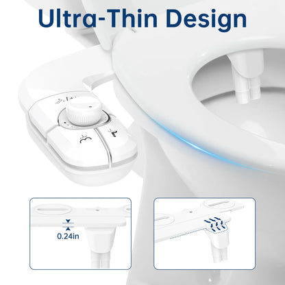 Bidet Attachment for Toilet, Self Cleaning Dual Nozzles, Adjustable Water Pressure, Frontal & Rear Wash, Non-Electric Fresh Water Bidet Toilet Seat Attachment B017
