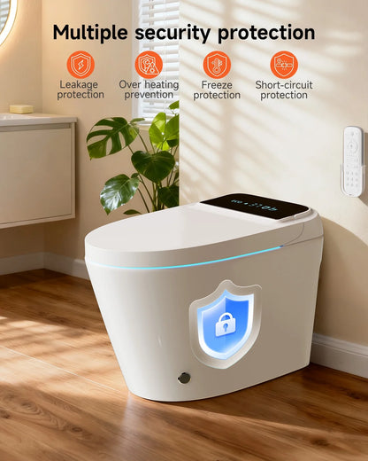Smart Toilet with Tankless Bidet Wash, Auto-Open Lid/Seat, 1.28 Gallons Auto Dual Flush, Heat Seat, Warm Wash/Dryer, Soft Closing, Remote Control
