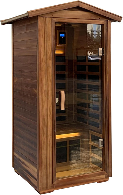 Red Single Outdoor Sauna Outdoor Indoor Wooden Sauna Room