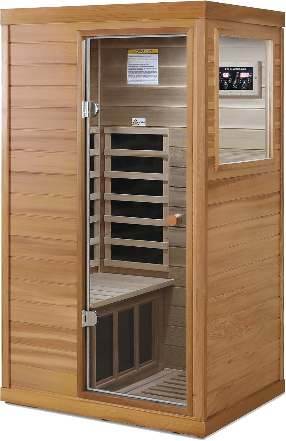 Outdoor Sauna 3 Person Infrared Sauna, Infrared Saunas for Home, 1950W Low EMF Far Infrared Sauna Old Fir Wooden Sauna with Beauty Red Light, Foldable Seat, Bluetooth, Chromotherapy Lamp, 20Amps