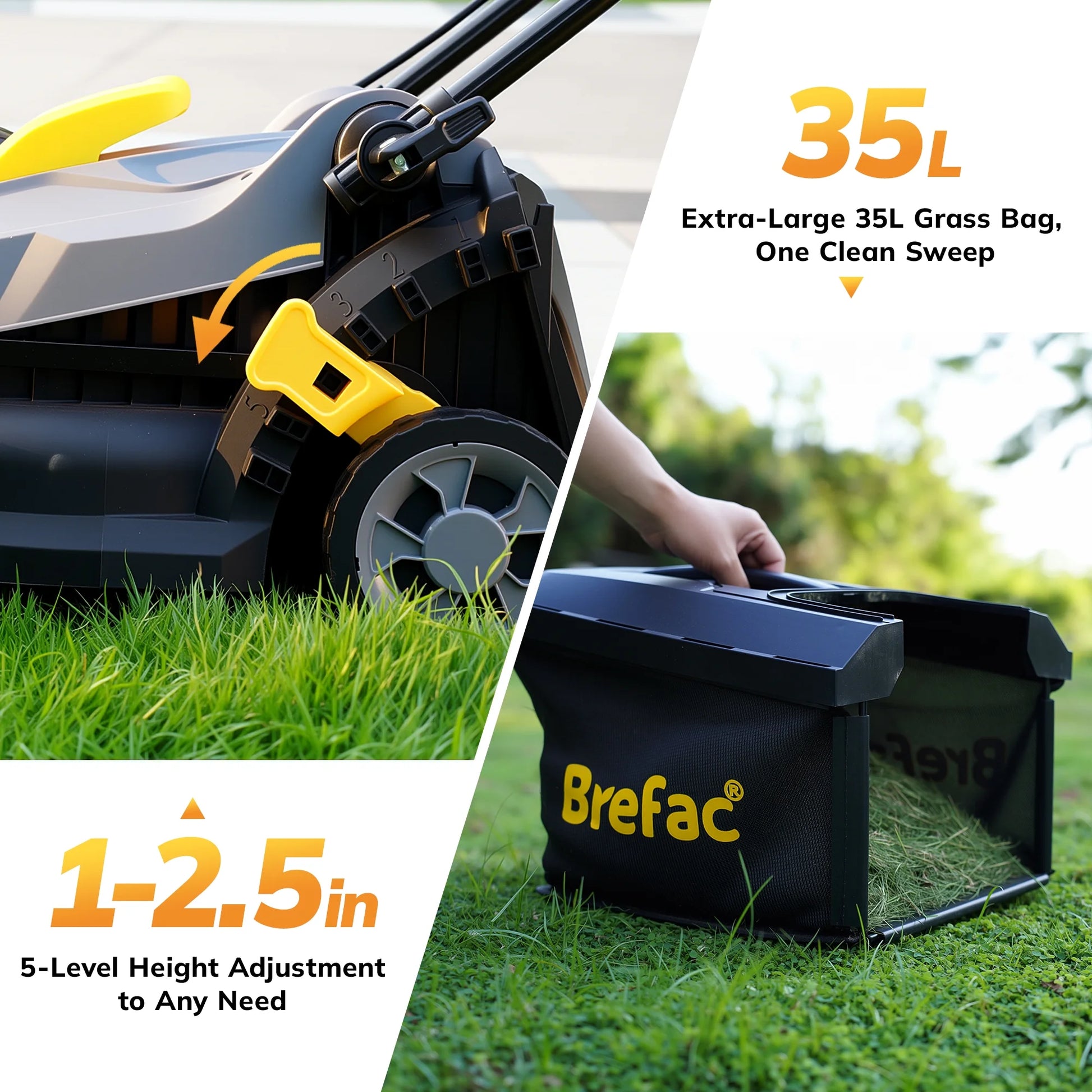 20V 13'' Cordless Lawn Mower - Versatile Grass Cutter with 4.0Ah Battery, 5 Height Settings & Durable Blades for Effortless Lawn Care