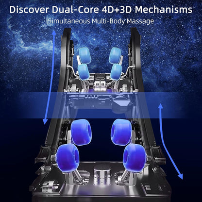 A860 Full Body 4D Massage Chair-Health Detection,Dual-Core System, 125°-166° I-Open Flexible Rail,Top Grain Genuine Cowhide,Customizable Programs,App Control, AI Voice Control, 20+5 Modes(Deep Black)