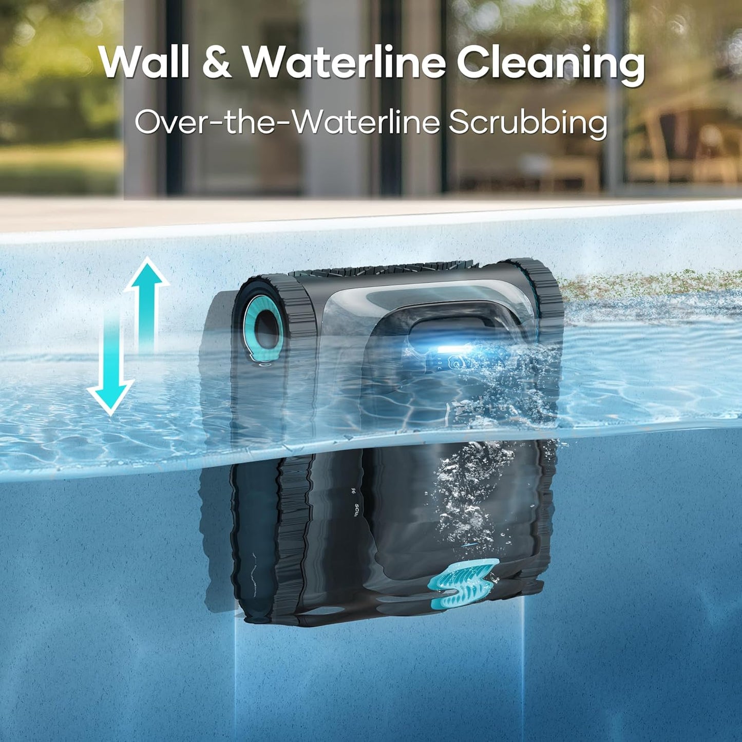 (2025 Upgrade)  Scuba S1 Robotic Pool Cleaner, Wall & Waterline Cleaning, Double Filtration, Extended 180-Min Battery Life, Smart Navigation, App Support, OTA Upgrade