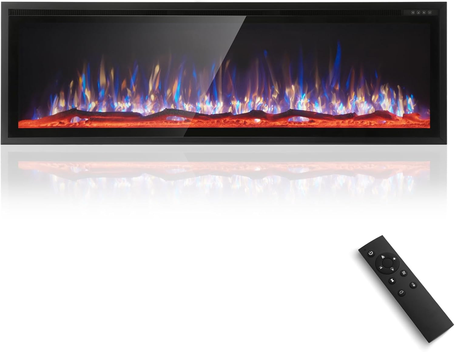60 Inch Electric Fireplace Wall Mounted, Fireplace Heater with Remote Control, Ultra Narrow Bezel for Living Room
