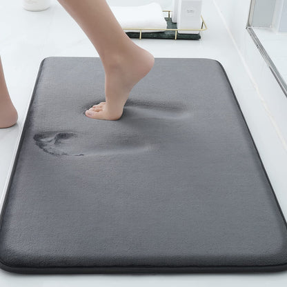 Memory Foam Bathroom Rugs, Absorbent Non-Slip Bath Mat for Bathroom, Soft Washable Bath Rug, 16"×24", Black