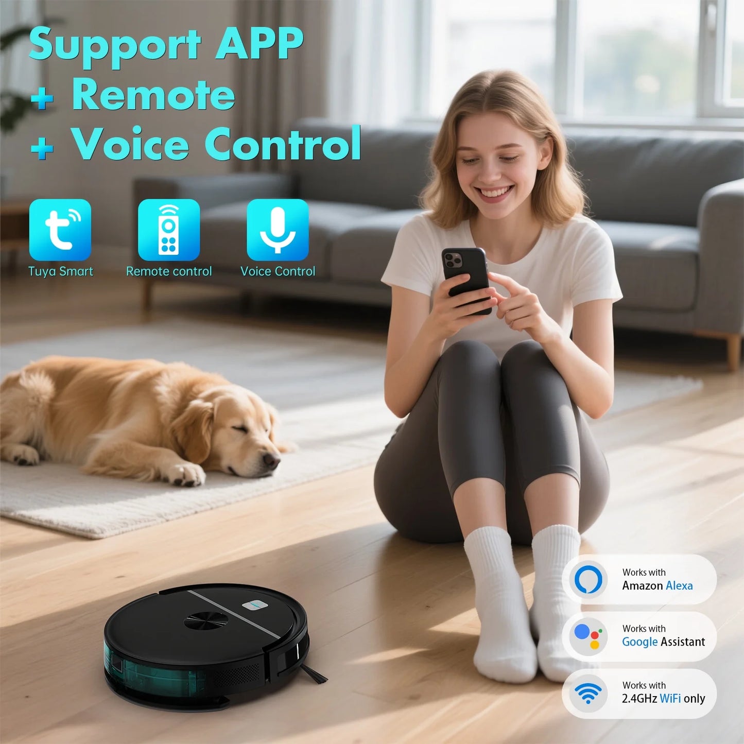 Robot Vacuum Cleaner, 2 in 1 Robot Vacuum Mop for Pet Hair Hard Floor, Alexa/Wifi/App/ Remote