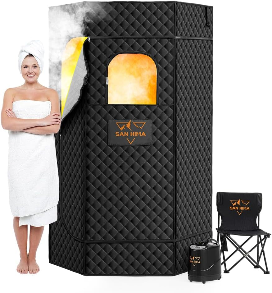 Portable Sauna for Home - 2 Person Steam Sauna Box at Home Spa with 3L 1500W Steamer, 9 Levels Heat, 90 Minute Timer, Foldable Chair, Remote Control for Indoor Outdoor