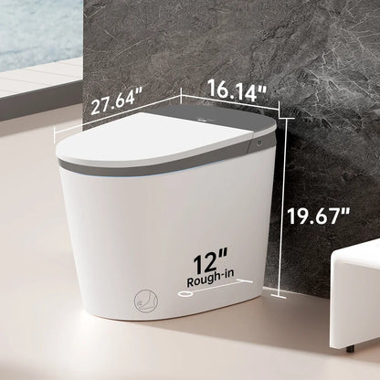 Smart Toilet Built-In Foam Shield Splash Proof & Tank, Auto Open/Close Lid,Ada Chair Height,Foot Sensor Flush