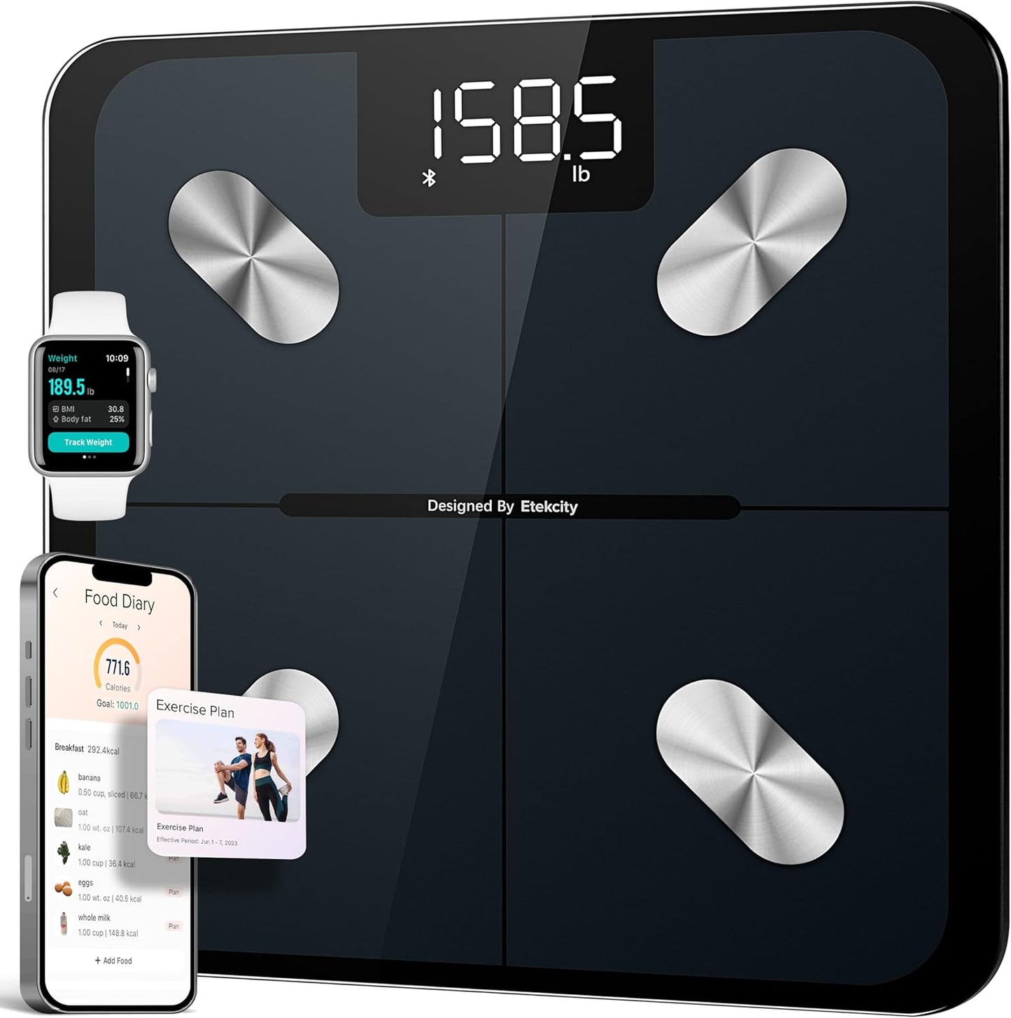 Smart Scale for Body Weight, FSA&HSA Eligible, Bathroom Digital Weighing Scale with BMI, Body Fat, Muscle Mass, Accurate Bluetooth Home User Health Equipment Sync Apps