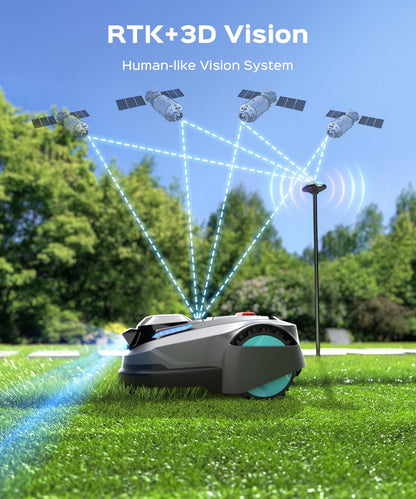 N1600 PRO Wireless Robot Lawn Mower, Rtk+Vision Navigation, 0.4 Acre Coverage, APP Smart Control, Multi-Zone Mowing, Ordered Cutting Path, Smart Robot Lawn Mower for Yards