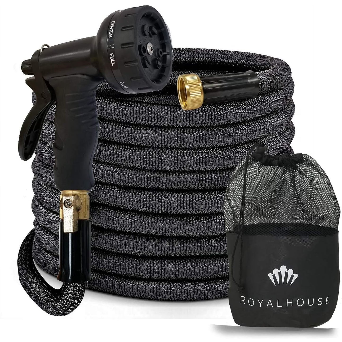 100FT Expandable Garden Hose with 8-Pattern Spray Nozzle – Durable, Flexible, Multipurpose (Black)