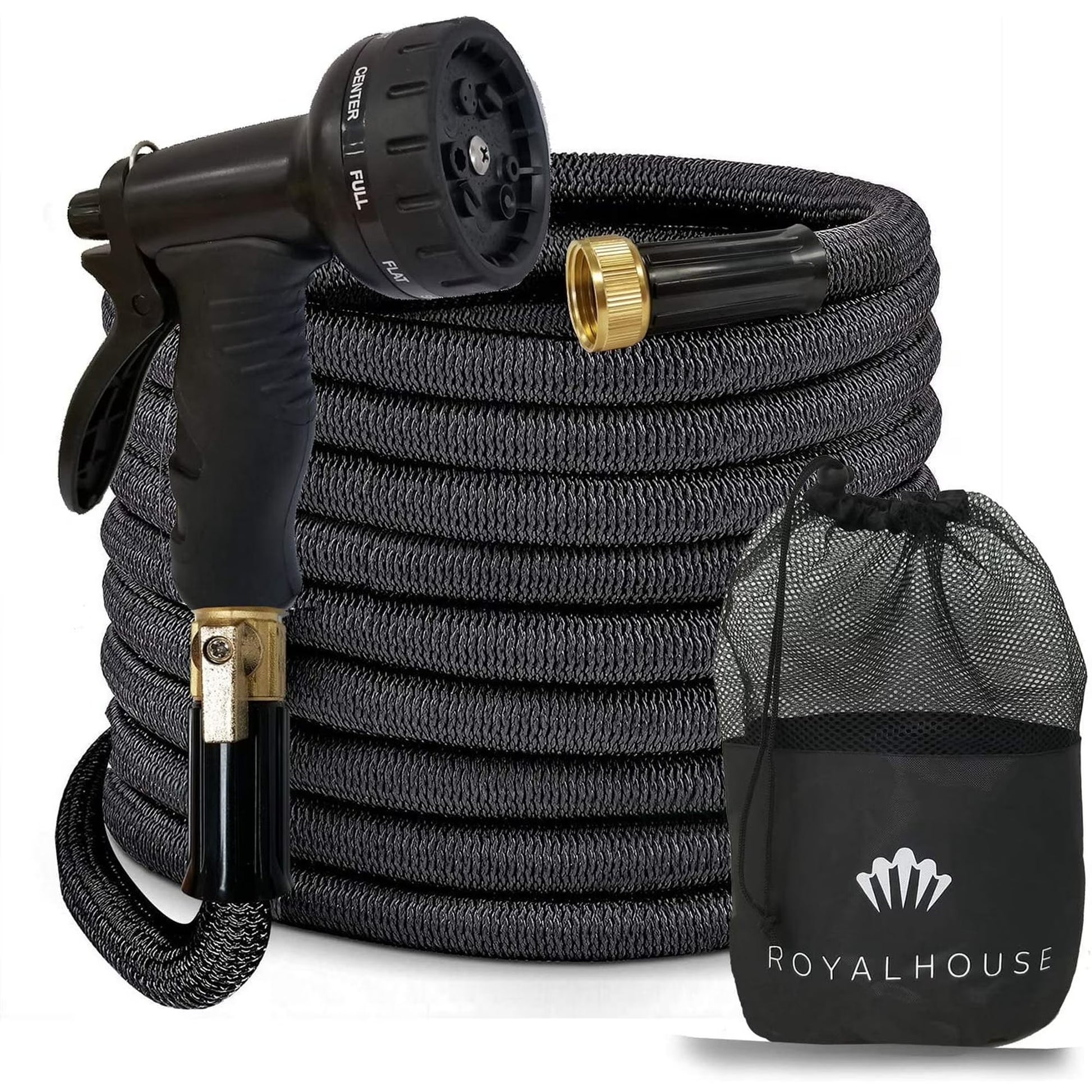 100FT Expandable Garden Hose with 8-Pattern Spray Nozzle – Durable, Flexible, Multipurpose (Black)