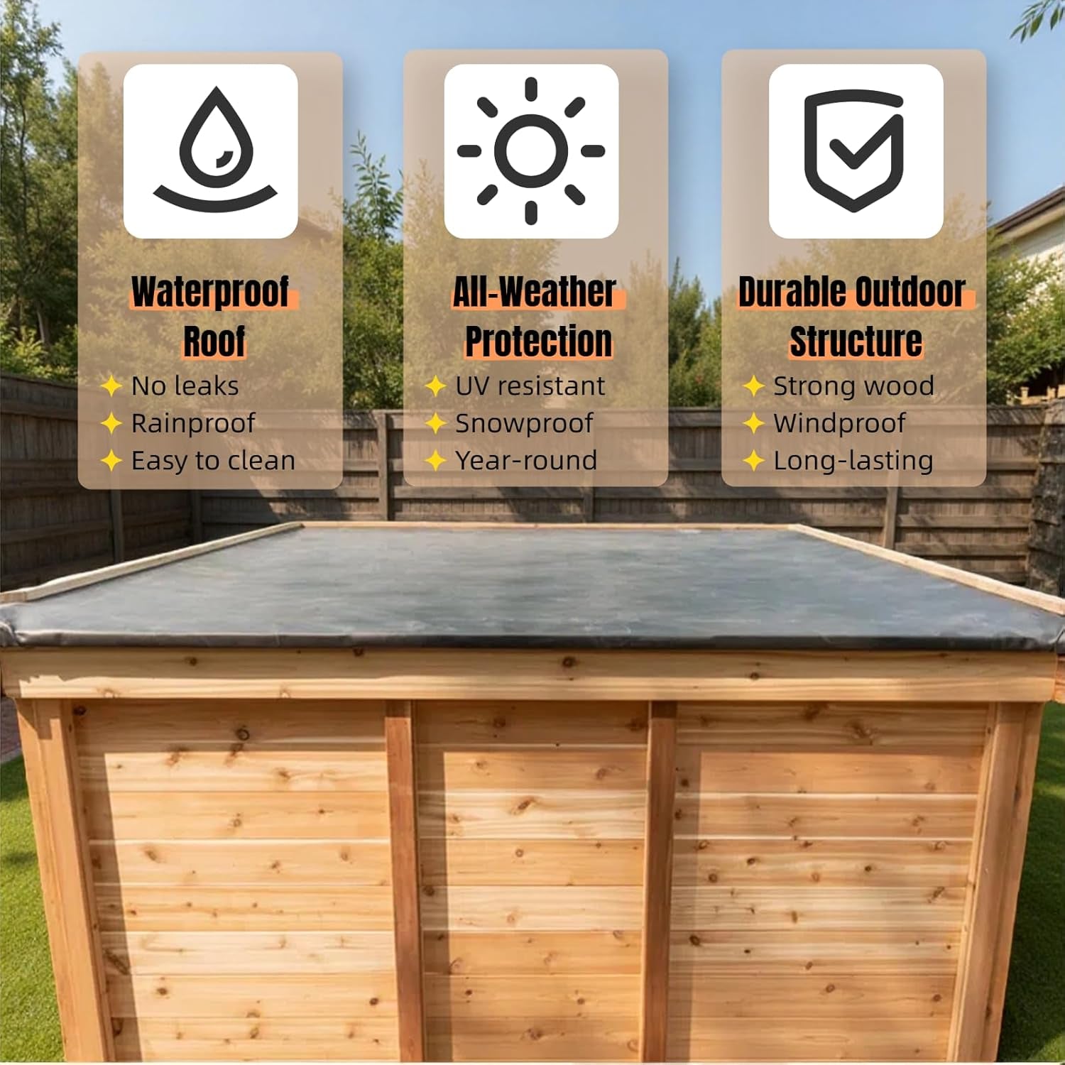 Outdoor Red Cedar Steam Sauna for 8 Person, Modern Square with Porch, Full-Glass Front, 8KW ETL Harvia Heater, LED Lighting, Waterproof Roof, Double Bench, Complete Accessories