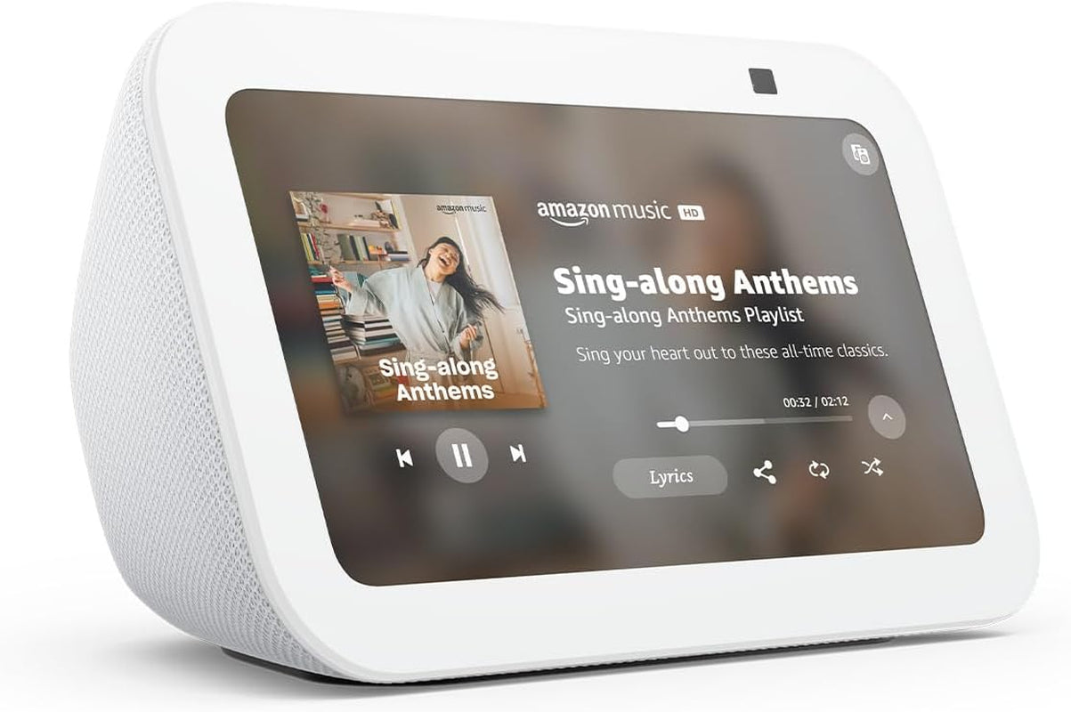 Echo Show 5 (Newest Model), Smart Display with Alexa+ Early Access, 2X the Bass and Clearer Sound, Glacier White