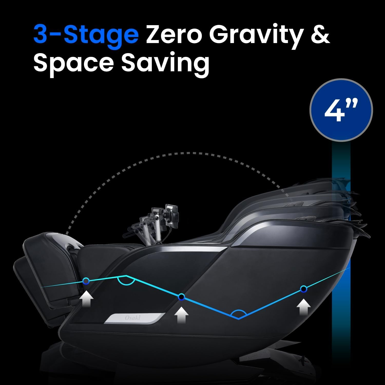 Vibe 4D L 4D Massage Mechanism L Automatic Body Scan L Deep Calf-Kneading L Space-Saving Technology L 3-Stage Zero Gravity L 32-Cell Full Body Air Massage (Black)