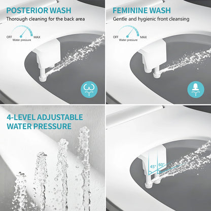 Ultra-Slim Bidet, Non-Electric Dual Nozzle Feminine Wash Fresh Water Sprayer, Adjustable Water Pressure, Bidet for Toilet Seat Attachment, Stainless Steel Inlet Badays