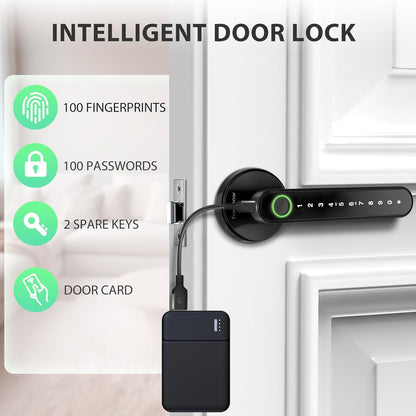 Fingerprint Door Lock Biometric Door Knob with Keypad Keyless Entry, Door Locks for Bedrooms, Home Hotel Office Apartment