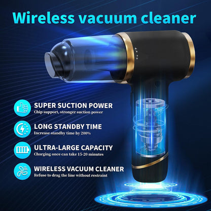 Handheld Vacuum Cleaner 15000PA Strong Suction Portable Car Vacuum Cordless for Home, Car, Pet Hair. Black.