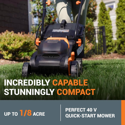 40V 14" Cordless Lawn Mower for Small Yards, 2-In-1 Electric Mower Cuts Quietly, Compact & Lightweight Push Lawn Mower with 6-Position Height Adjustment WG779 – 2 Batteries & Charger Included