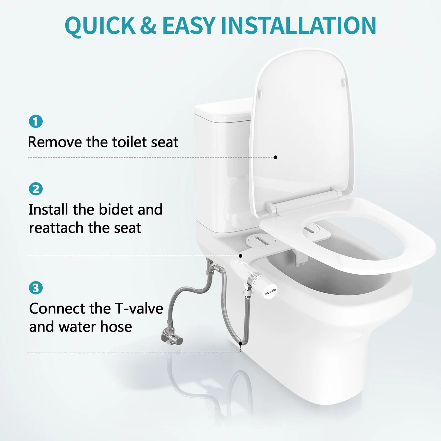 Ultra-Slim Bidet, Non-Electric Dual Nozzle Feminine Wash Fresh Water Sprayer, Adjustable Water Pressure, Bidet for Toilet Seat Attachment, Stainless Steel Inlet Badays