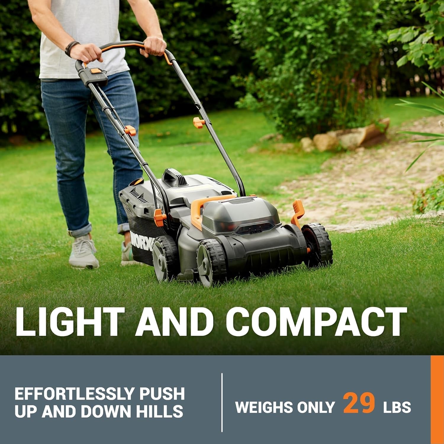 40V 14" Cordless Lawn Mower for Small Yards, 2-In-1 Electric Mower Cuts Quietly, Compact & Lightweight Push Lawn Mower with 6-Position Height Adjustment WG779 – 2 Batteries & Charger Included