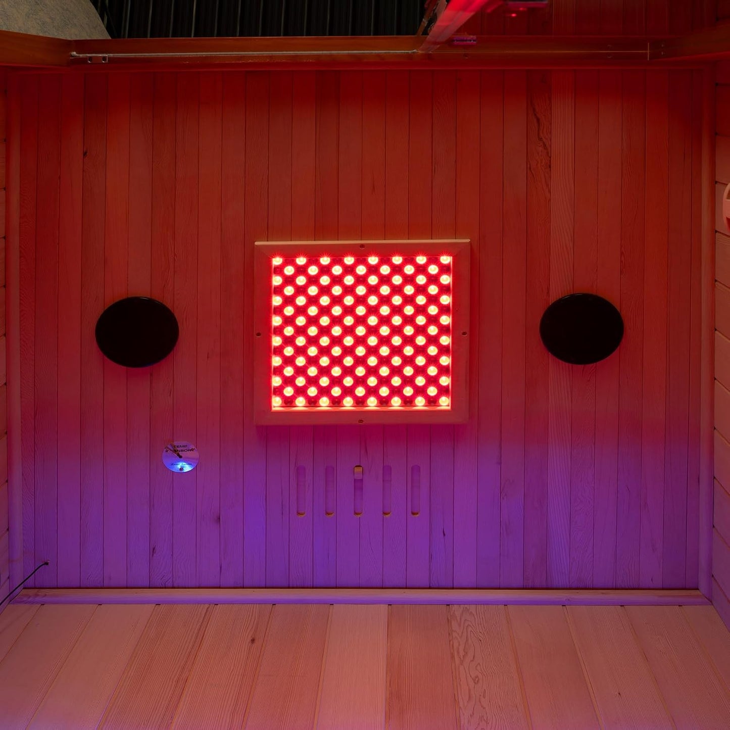Infrared Home Sauna Room 2 Person Hemlock Wooden Indoor Sauna with 7 Carbon Heaters, Red Light Therapy, Bluetooth Speaker, Intelligent Control Panel, Tempered Glass & Top Vent