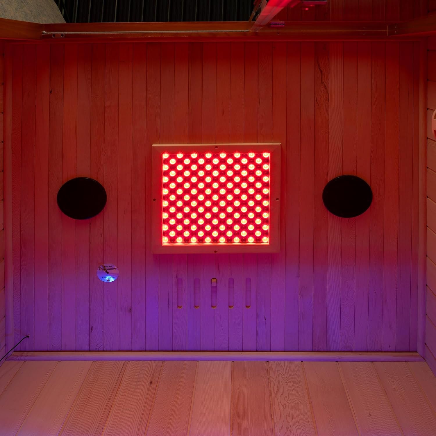 Infrared Home Sauna Room 2 Person Hemlock Wooden Indoor Sauna with 7 Carbon Heaters, Red Light Therapy, Bluetooth Speaker, Intelligent Control Panel, Tempered Glass & Top Vent