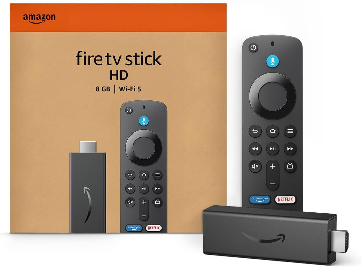 Fire TV Stick HD (Newest Model), Free and Live TV, Alexa Voice Remote, Smart Home Controls, HD Streaming