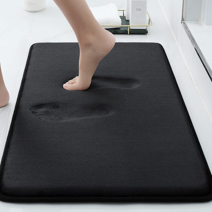 Memory Foam Bathroom Rugs, Absorbent Non-Slip Bath Mat for Bathroom, Soft Washable Bath Rug, 16"×24", Black