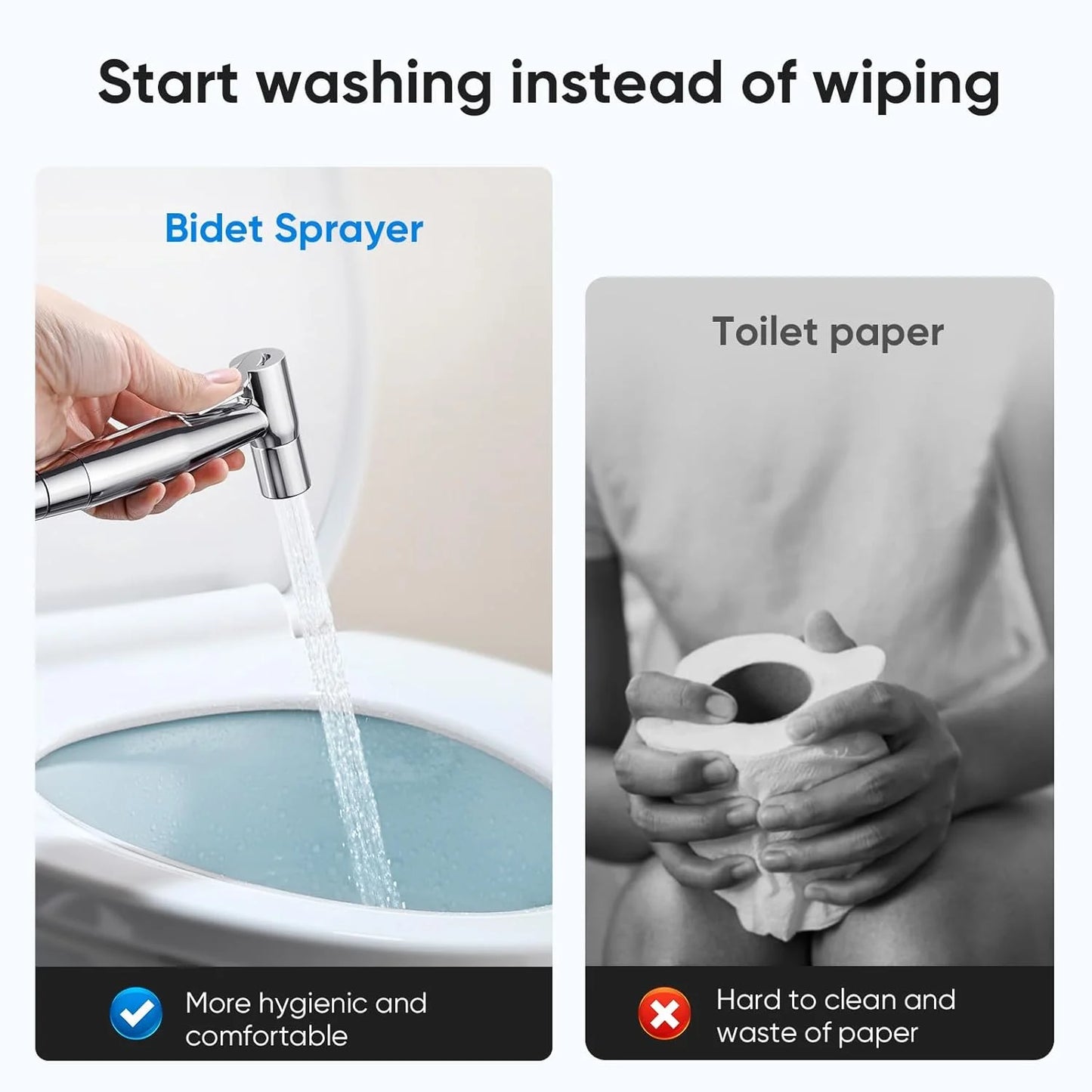 Chrome Handheld Bidet Sprayer for Toilet - Stainless Steel Cloth Diaper Jet Spray, Adjustable Water Pressure Control with Bidet Spray Hoses, Bidet Toilet Sprayer for Baby/Feminine Wash