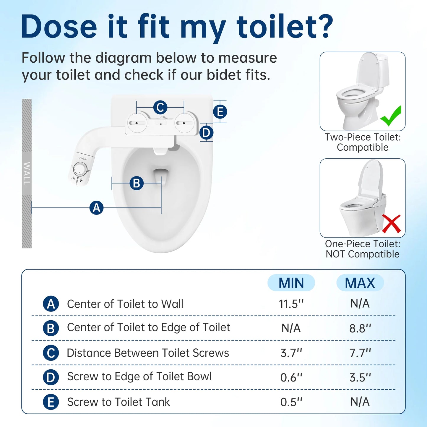 Bidet Attachment for Toilet, Self Cleaning Dual Nozzles, Adjustable Water Pressure, Frontal & Rear Wash, Non-Electric Fresh Water Bidet Toilet Seat Attachment B017