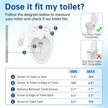 Bidet Attachment for Toilet, Self Cleaning Dual Nozzles, Adjustable Water Pressure, Frontal & Rear Wash, Non-Electric Fresh Water Bidet Toilet Seat Attachment B017