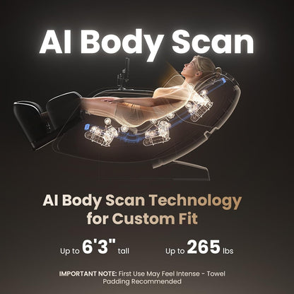 Massage Chair Full Body, Zero Gravity Sl-Track, 4D-Pro Massage with 19 Preset Modes & 11 Techniques, Back Heat, 16 Airbags, 3D Foot Rollers for Deep Tissue Relief in Home Office