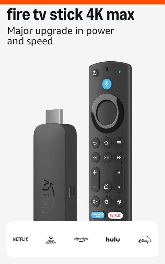 Fire TV Stick 4K Max Streaming Device, with Ai-Powered Fire TV Search, Supports Wi-Fi 6E, Free & Live TV without Cable or Satellite