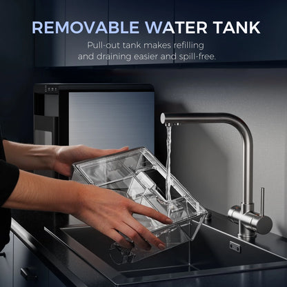 Nugget Ice Maker Countertop, 44.9Lbs per Day Chewable Pebble Nugget Ice Machine with Touch Screen for Home, Kitchen, Office, Stainless Steel, Black