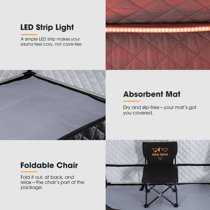 Portable Sauna for Home - 2 Person Steam Sauna Box at Home Spa with 3L 1500W Steamer, 9 Levels Heat, 90 Minute Timer, Foldable Chair, Remote Control for Indoor Outdoor