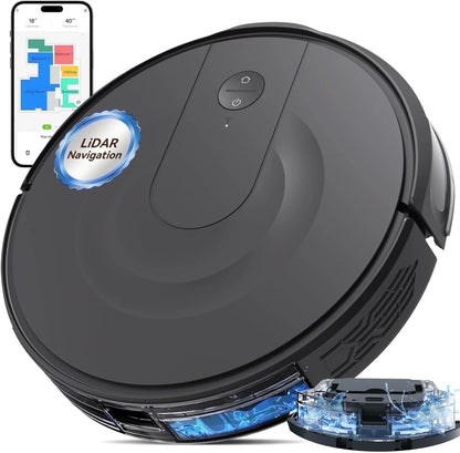 DL30 Pro Robo Vac and Mop Combo, Lidar Navigation with Mapping, Hard Floor Cleaning, 9000Pa Suction